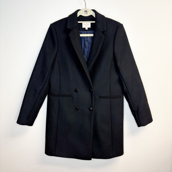 Sezane Johnson Wool Double Breasted Coat Black Size 38 - Picture 2 of 8